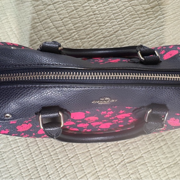 EUC-COACH Floral Mini Bennet Satchel Coated Cavas F55466 Handbag Pink Navy - Picture 16 of 16